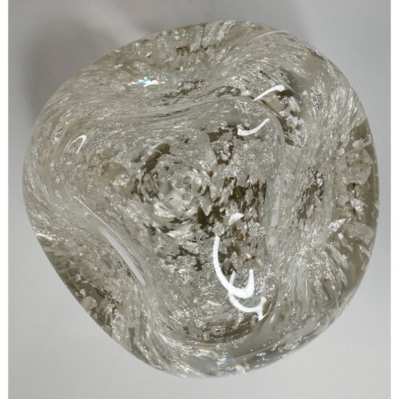 Goldenflow Studios Hand Blown .999 Fine Silver Infused Paperweight Snow Globe 3" - Picture 3 of 8